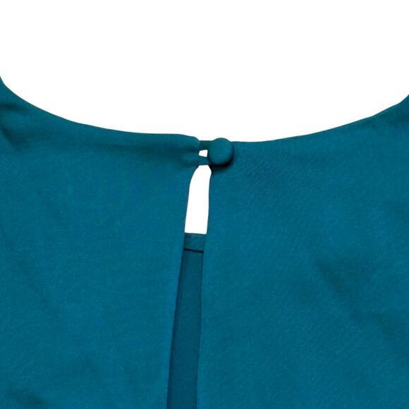 NWT Milly Teal 3/4 Flare Sleeve Silk Blouse - “Peacock Holly Top” - Size 6 - Picture 12 of 14